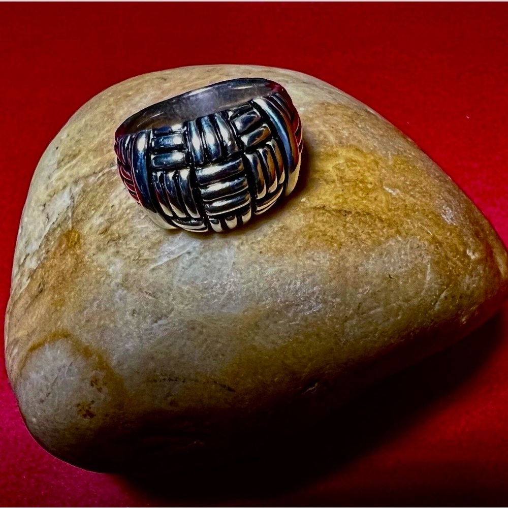 Vintage Joseph Esposito Sig Espo Basket Weave Sterling Silver Band Ring Sz 9